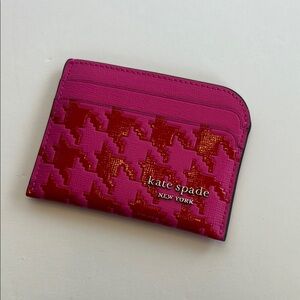 Kate Spade Pink and Red Quilted Key Card Holder